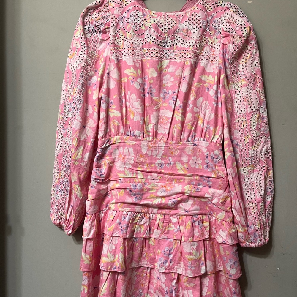 LoveShackFancy Pink Floral Mini Dress